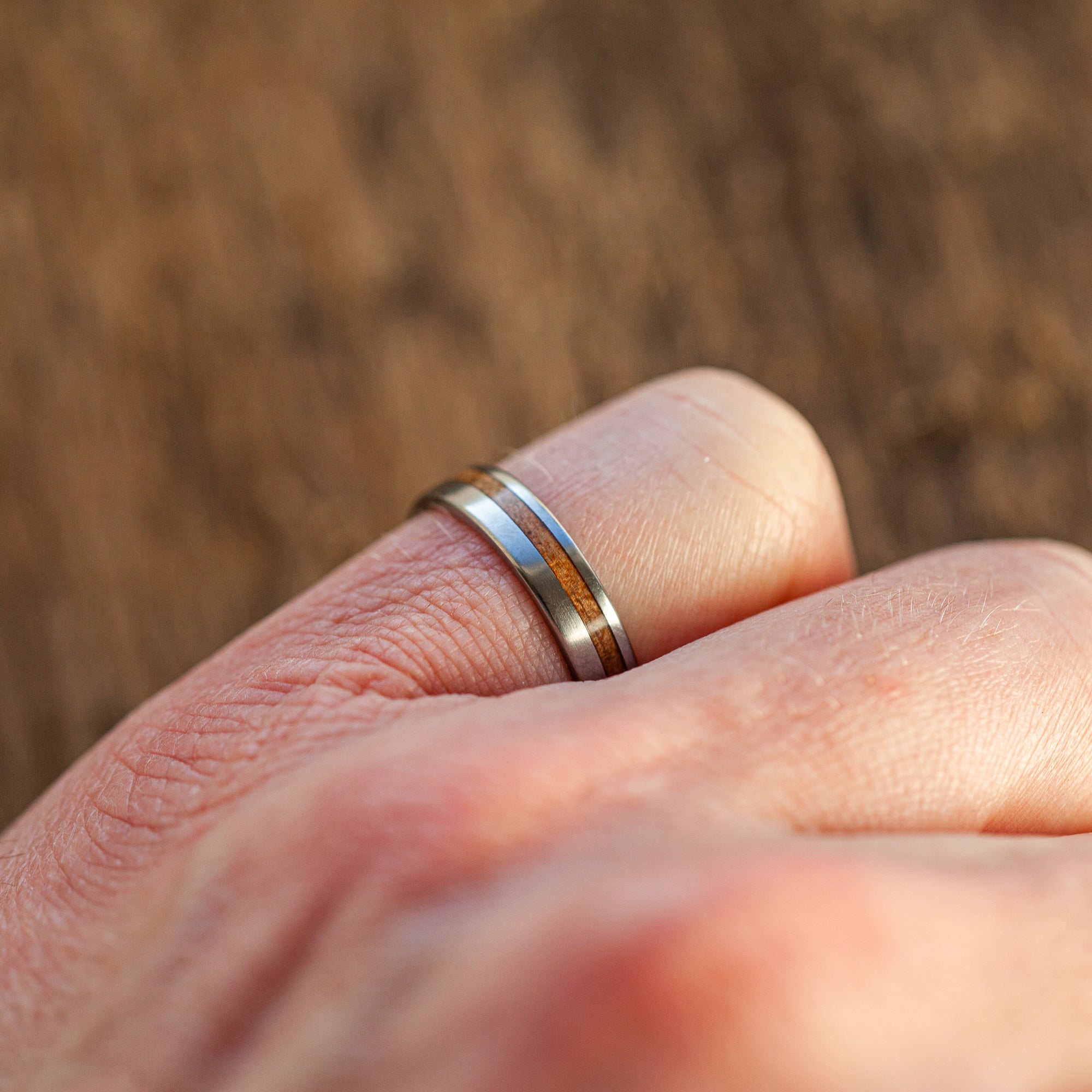 Titanium stripe wood ring - BoardThing