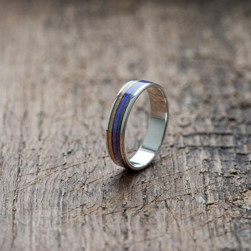 Silver ring colorful stripes black and purple - BoardThing