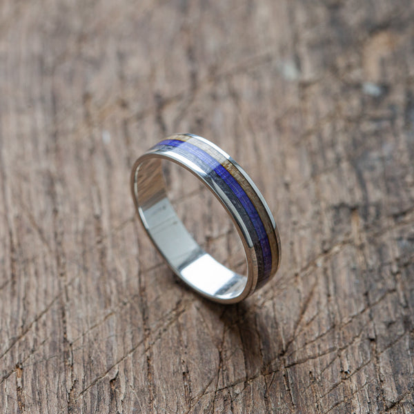 Silver ring colorful stripes black and purple - BoardThing