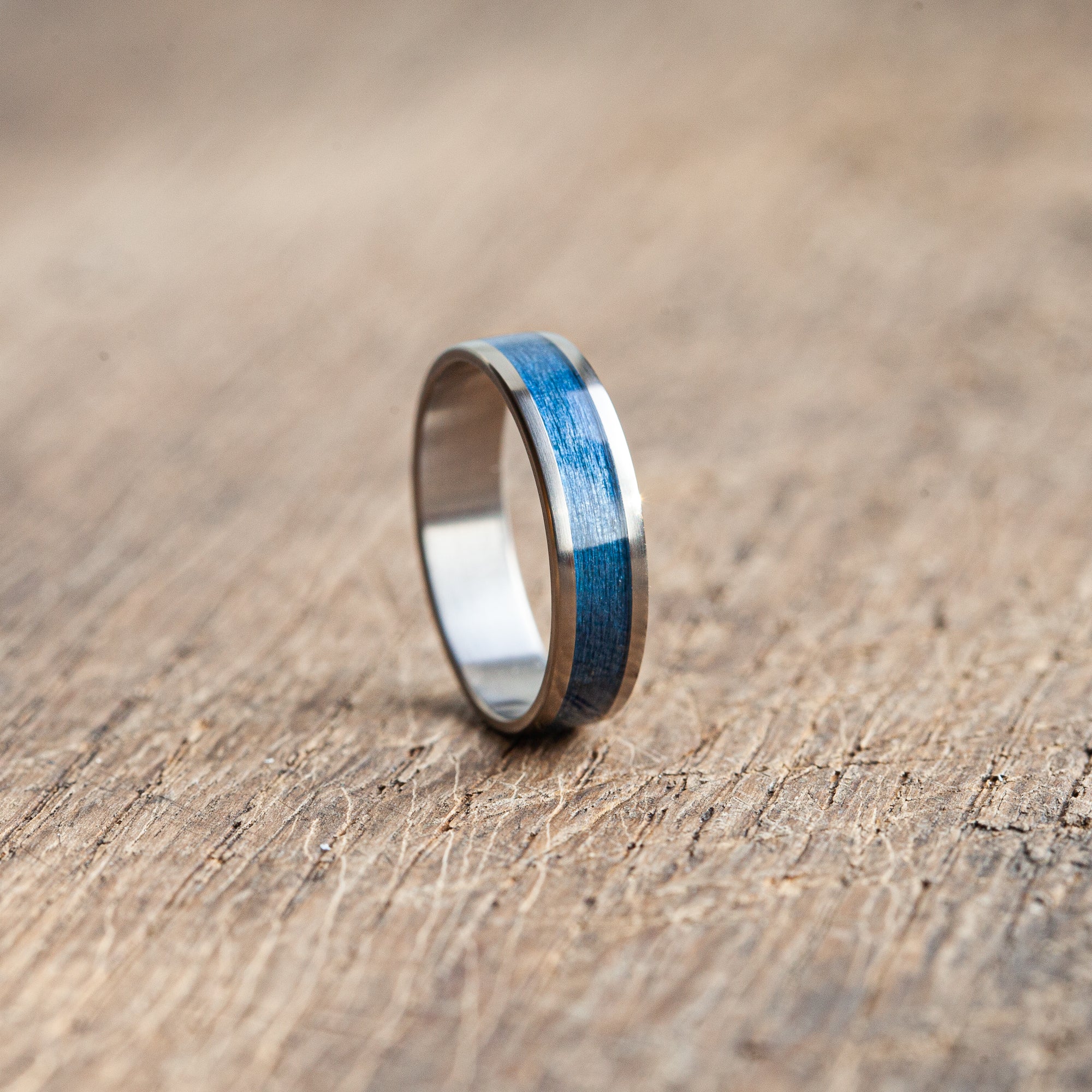 Titanium  blue bentwood ring - BoardThing