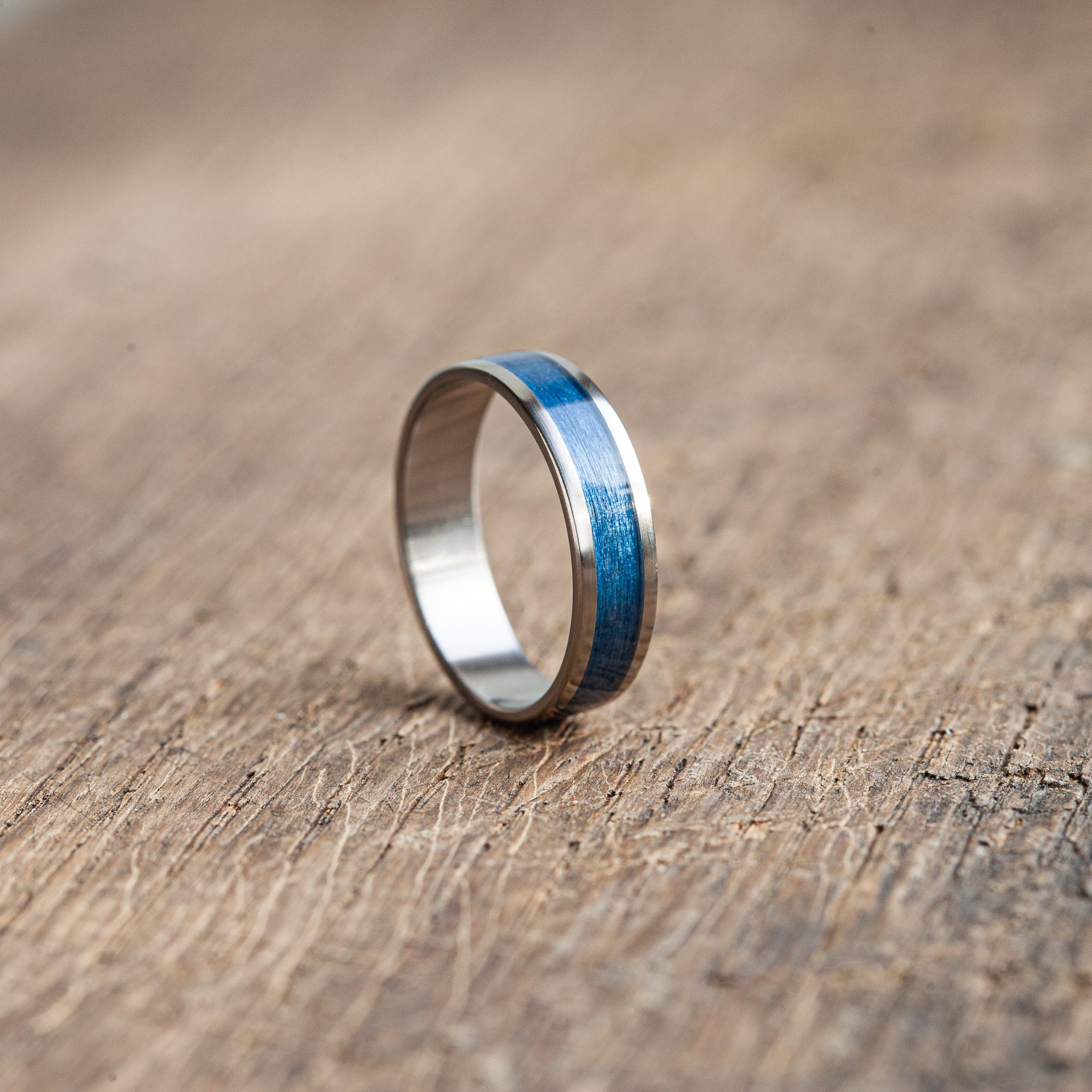 Titanium  blue bentwood ring - BoardThing