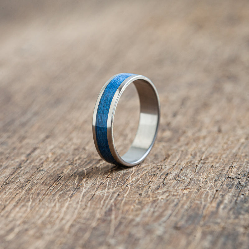Titanium  blue bentwood ring - BoardThing