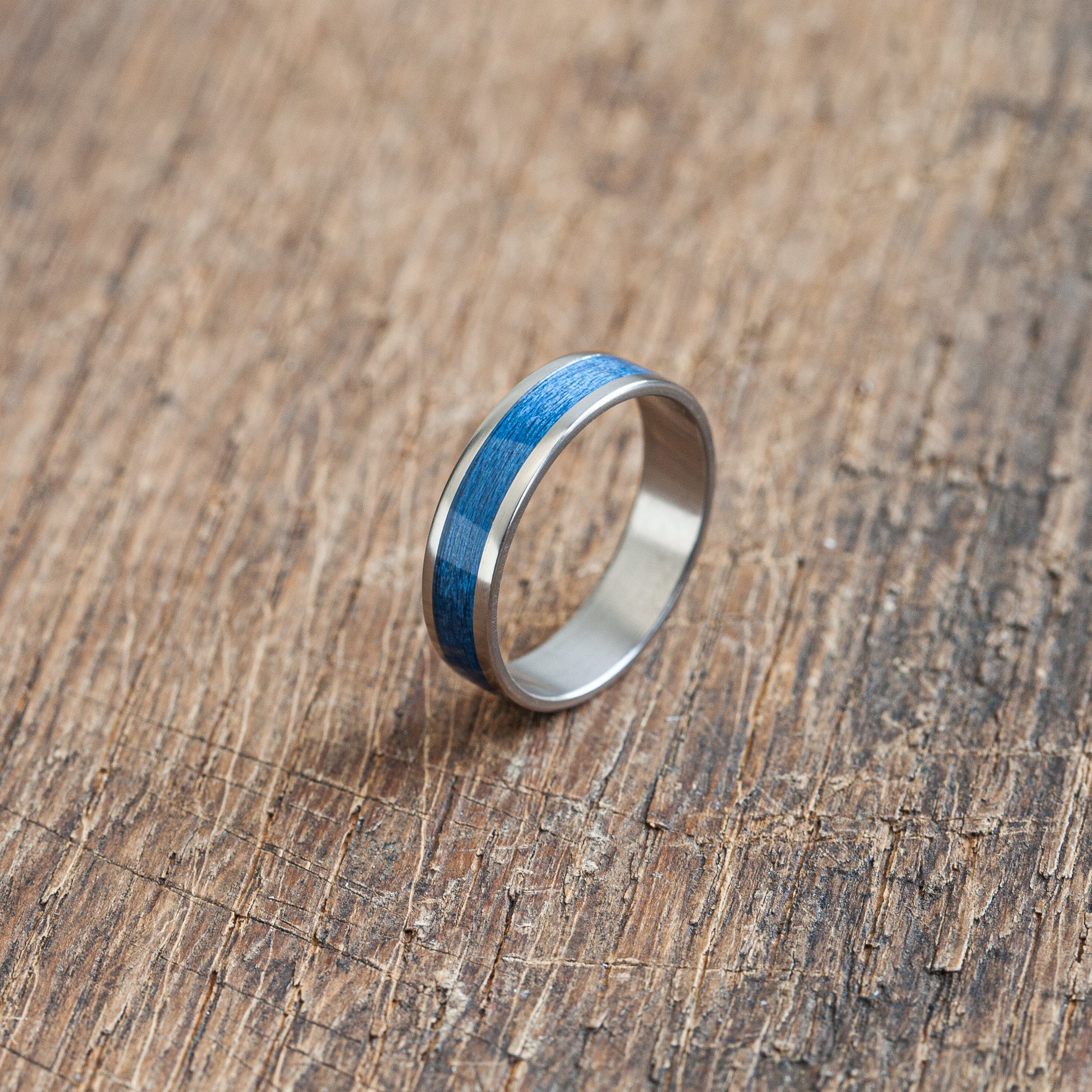 Titanium  blue bentwood ring - BoardThing