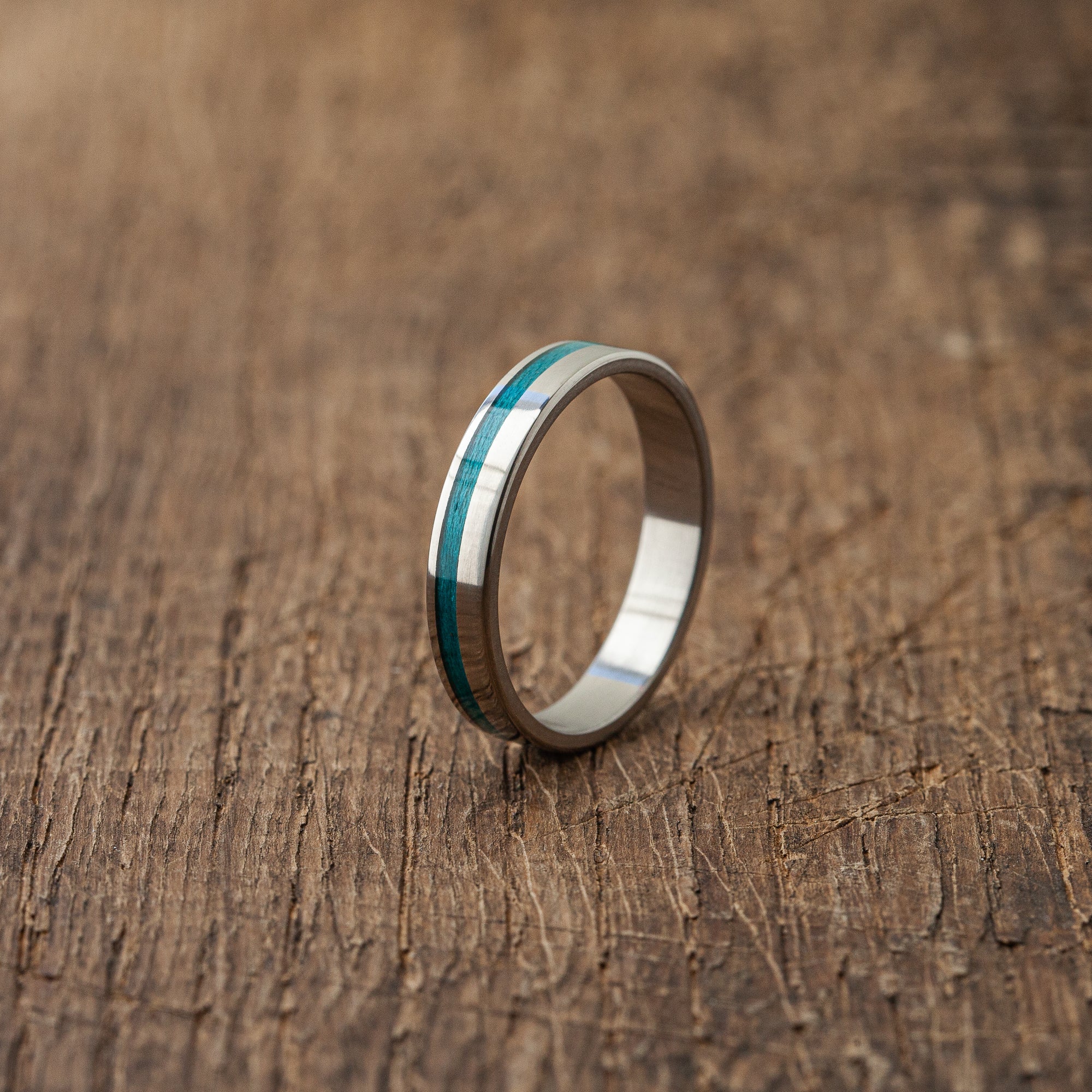 Titanium blue stripe ring - BoardThing