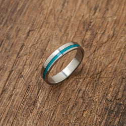 Titanium blue stripe ring - BoardThing