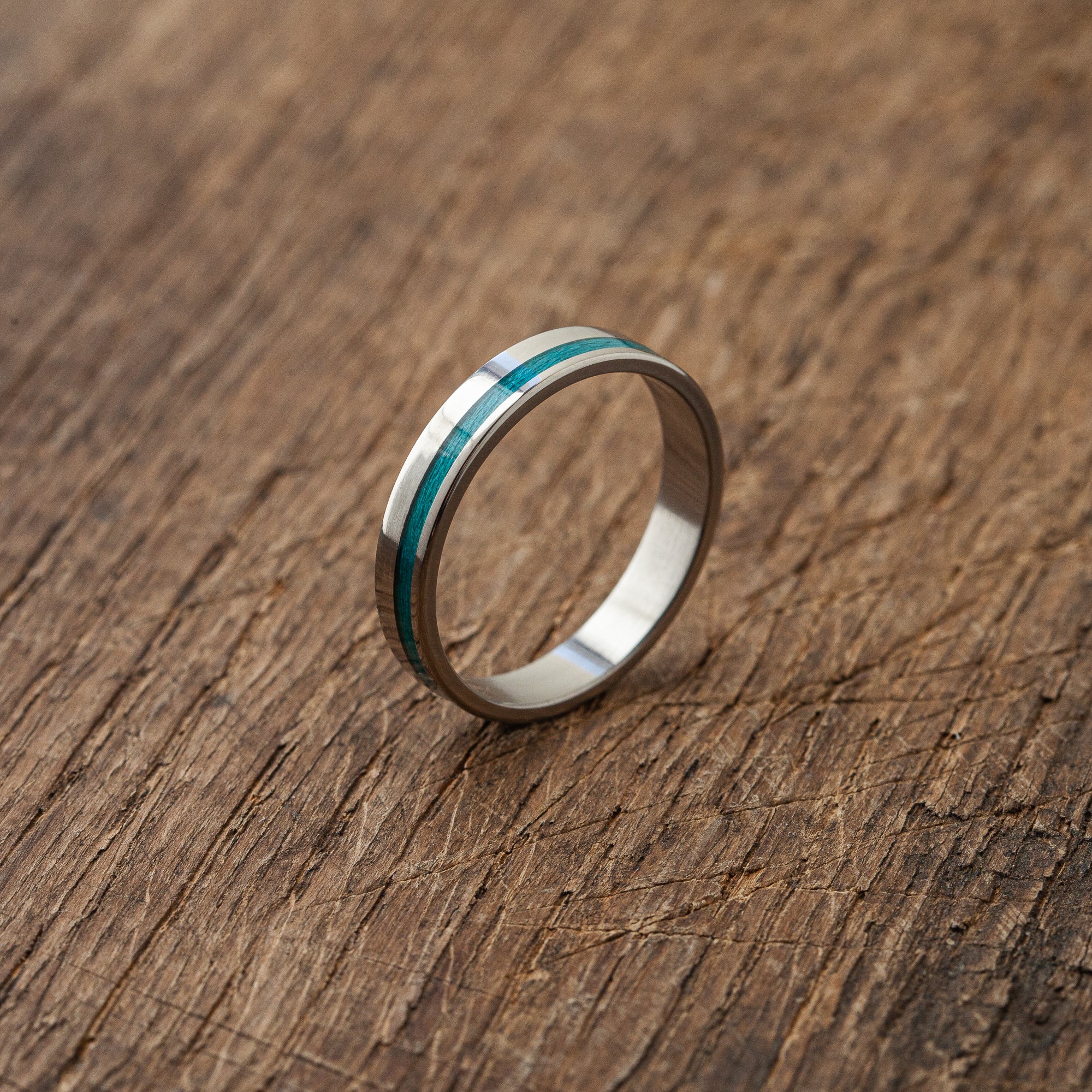 Titanium blue stripe ring - BoardThing