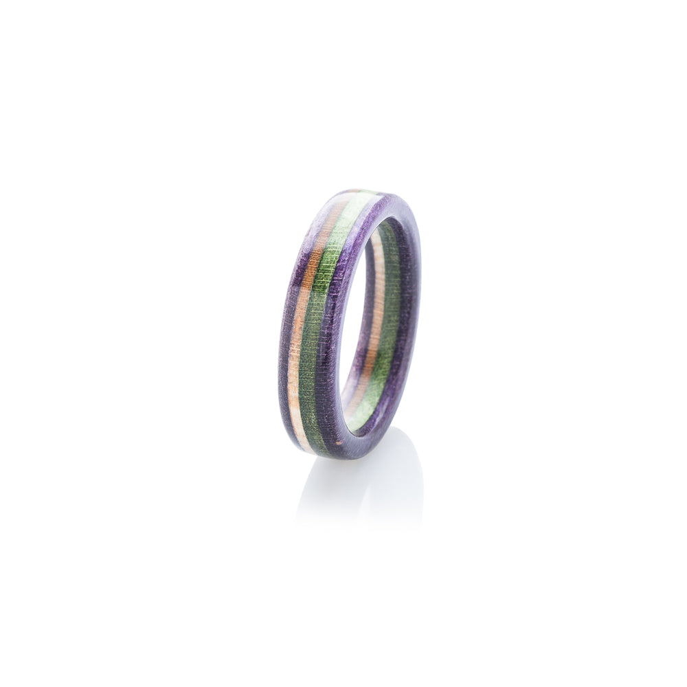 Violet - wooden - green - violet recycled skateboard ring - BoardThing