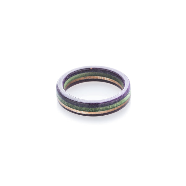 Violet - wooden - green - violet recycled skateboard ring - BoardThing