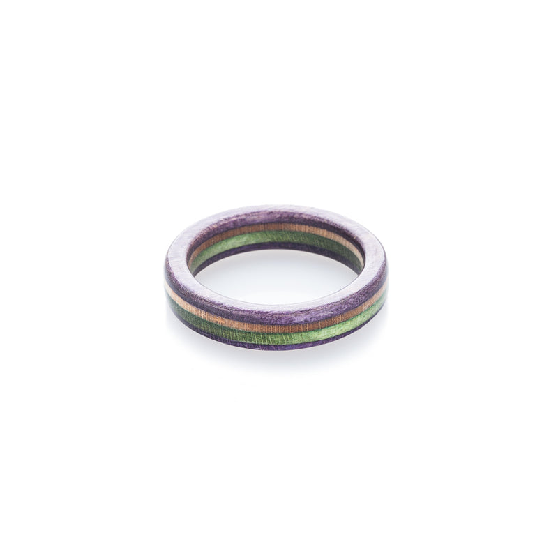 Violet - wooden - green - violet recycled skateboard ring - BoardThing