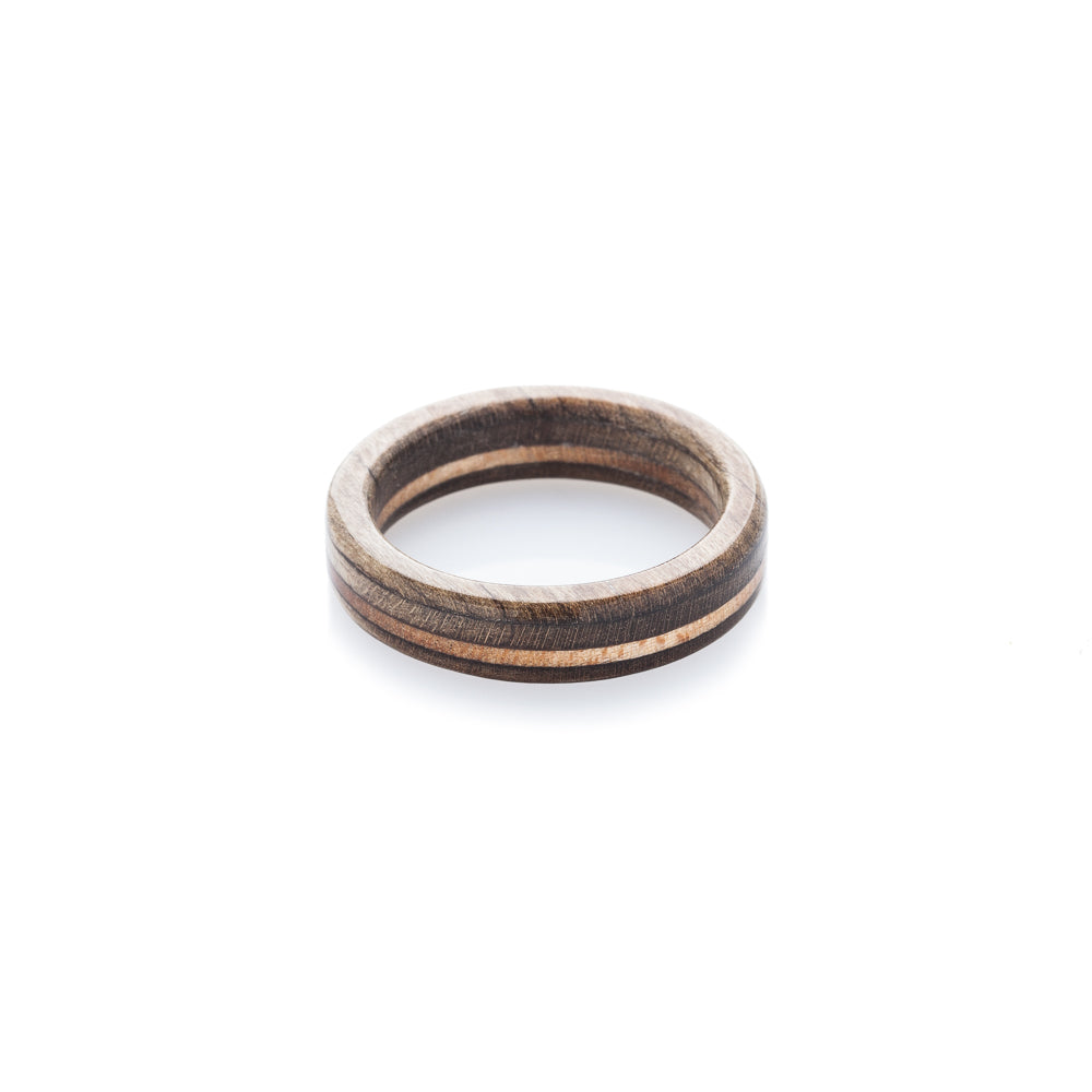 Brown - wooden - brown recycled skateboard ring - BoardThing