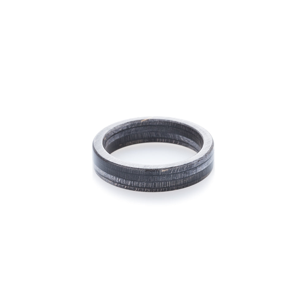 Black wooden recycled skateboard ring - BoardThing