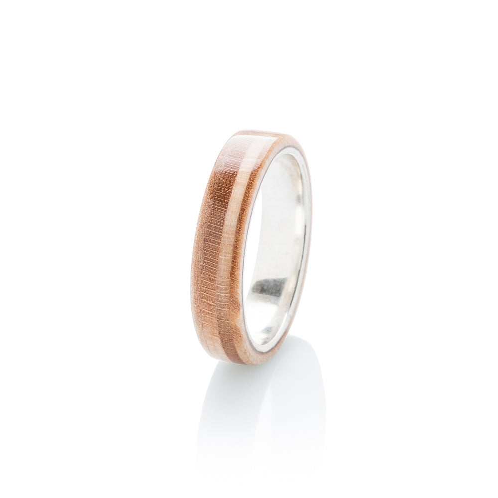 wooden & silver skateboard ring - BoardThing