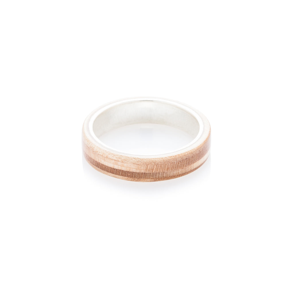 wooden & silver skateboard ring - BoardThing