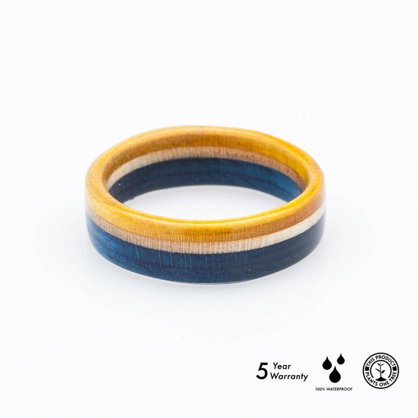 Blue yellow wooden ring | Boardthing - BoardThing