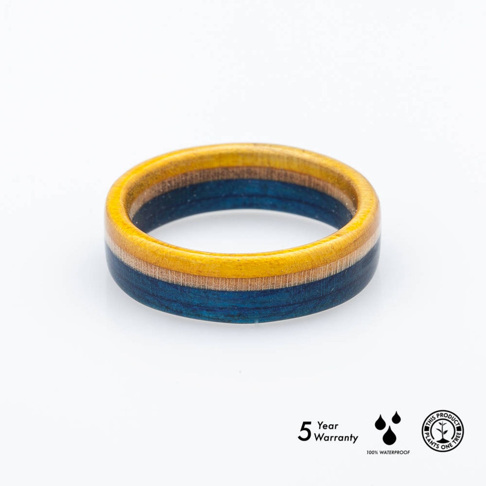 Blue yellow wooden ring | Boardthing - BoardThing