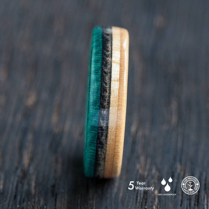 Wooden - turquoise recycled skateboard ring - BoardThing