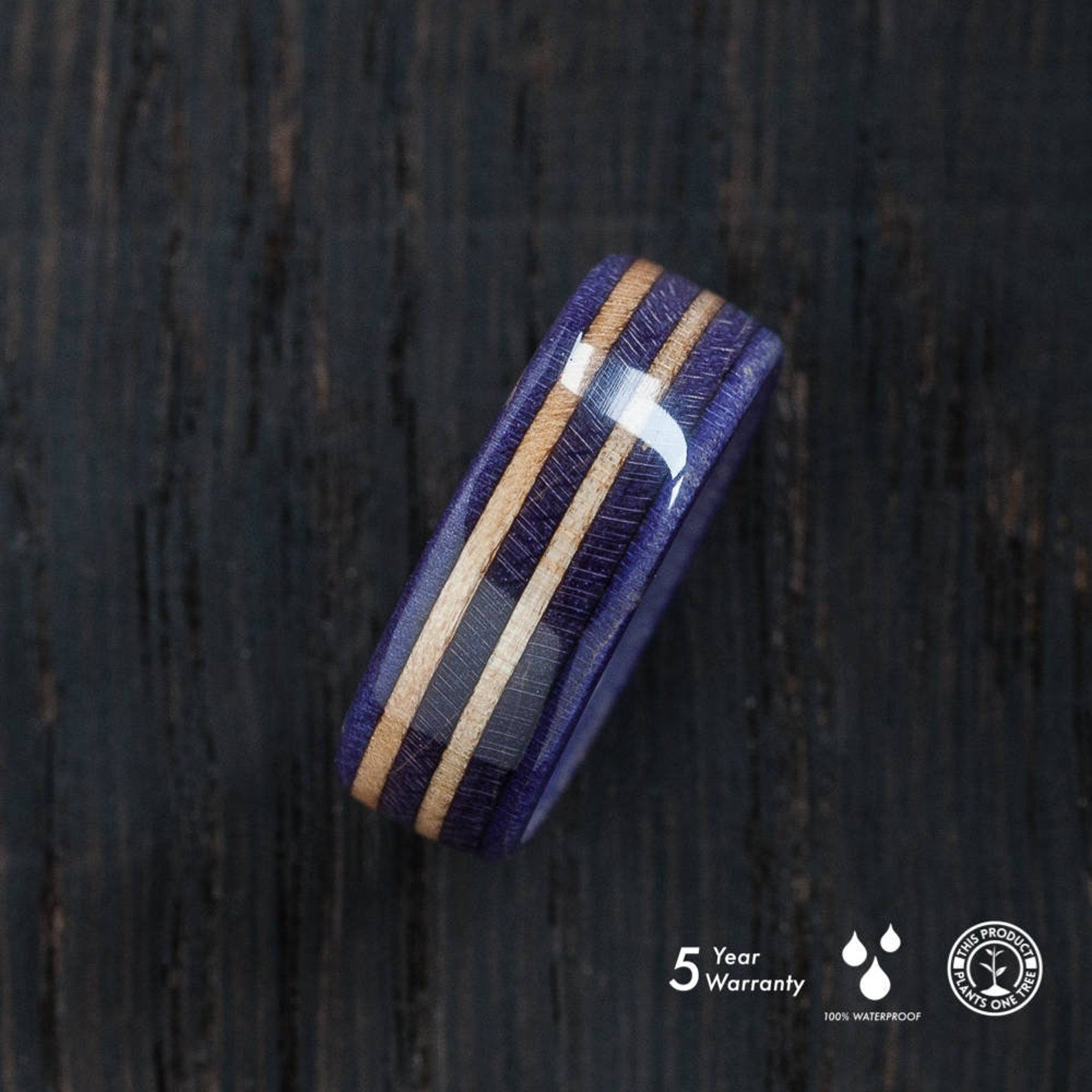 Purple and natural wood skateboard ring - BoardThing