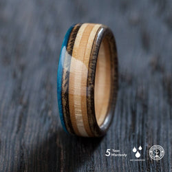 Blue - wooden - brown recycled skateboard ring - BoardThing