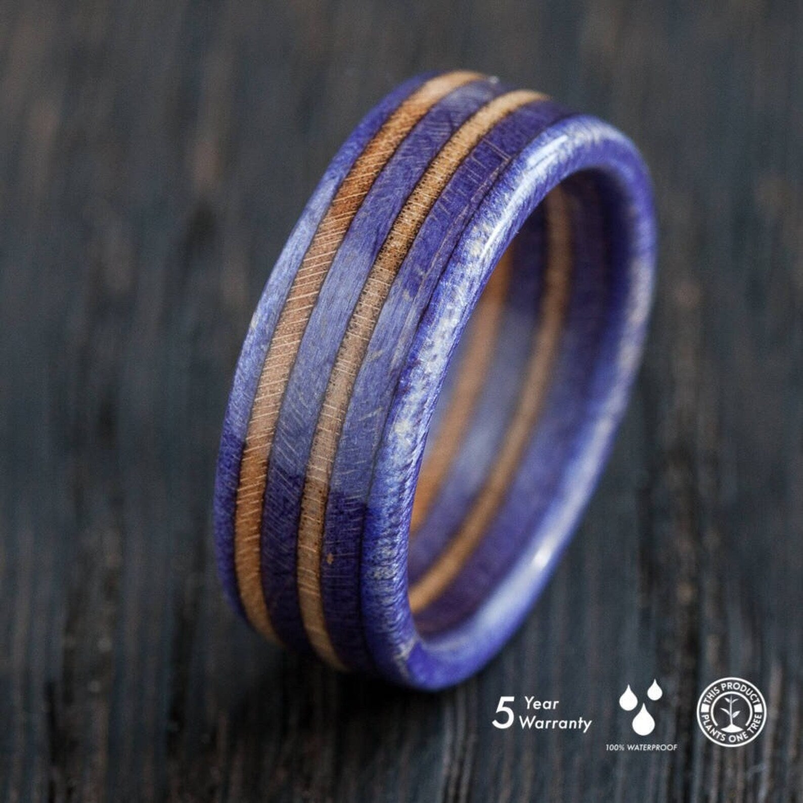 Purple and natural wood skateboard ring - BoardThing