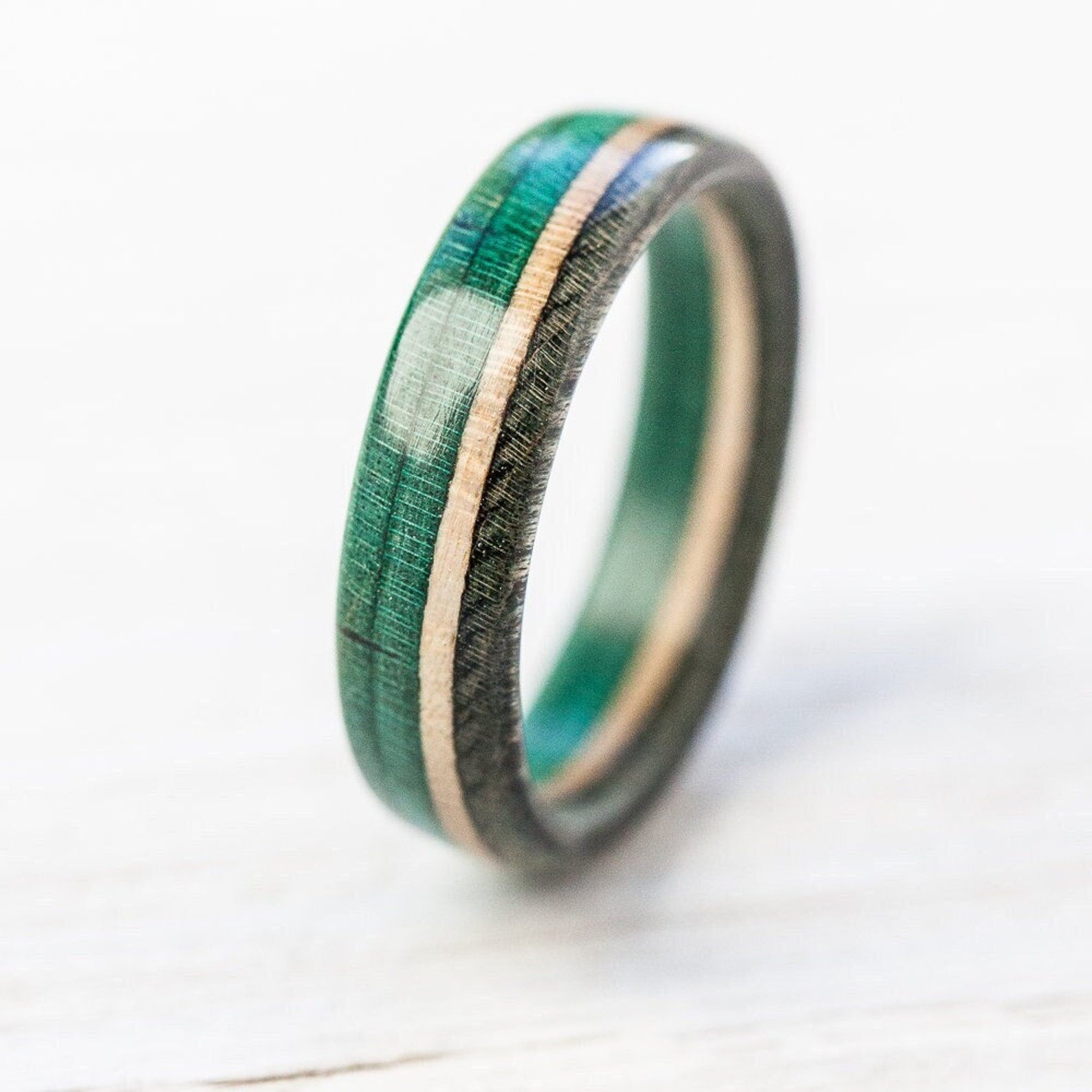 Mint green recycled skateboard ring - BoardThing