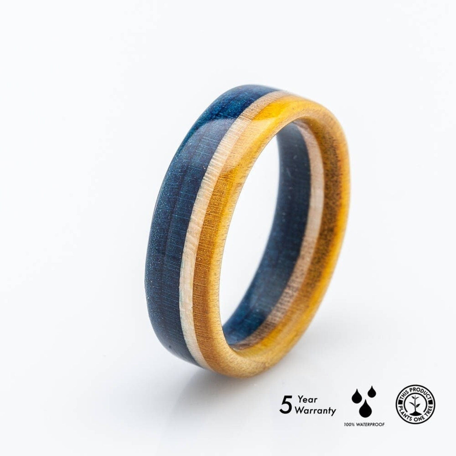 Blue yellow wooden ring | Boardthing - BoardThing